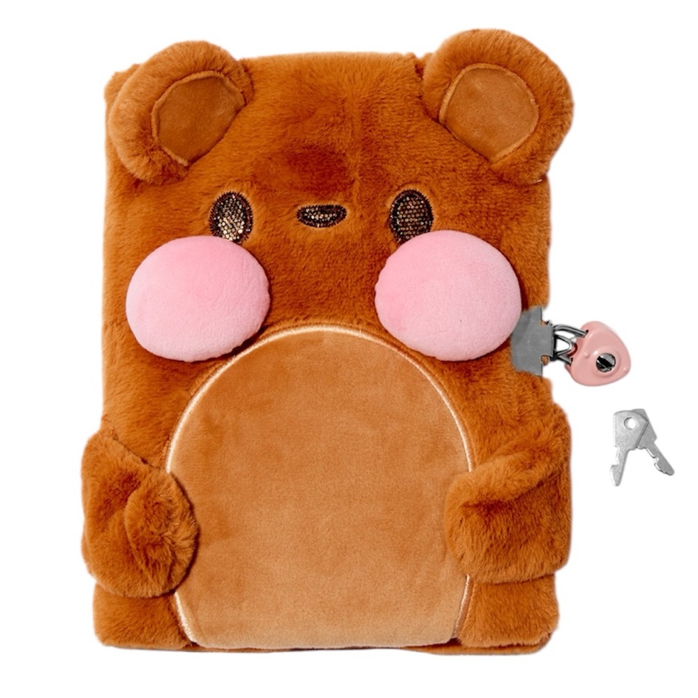 Journal, Claire's Brown Bear Plush with Pink AccentsNWOT